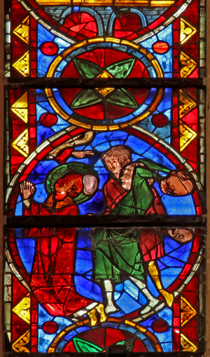 Window w213 depicting St Stephen's martyrdom (stained glass)