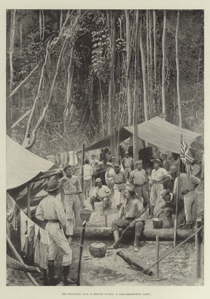 The Debatable Land in British Guiana, a Gold-Prospecting Party (litho)