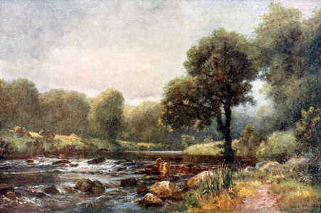 On the River Slaney at Ballintemple (colour litho)