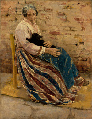 An Old Woman with Cat, 1878 (oil on canvas)
