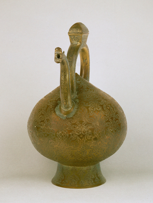 Ewer, copper, incised floral ornaments …