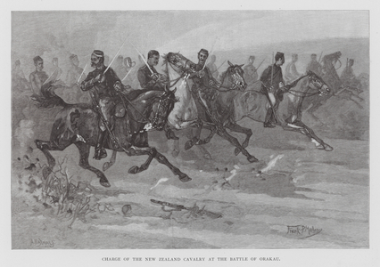 Charge of the New Zealand Cavalry at the Battle of Orakau (engraving)