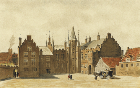 Palace of the Count of Solms, Utrecht, Netherlands (colour litho)