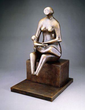 Mother with Child on Lap, 1985 (bronze with golden brown patina)