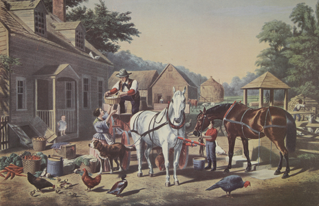 Preparing For Market, pub. 1856, Currier & Ives (colour litho)