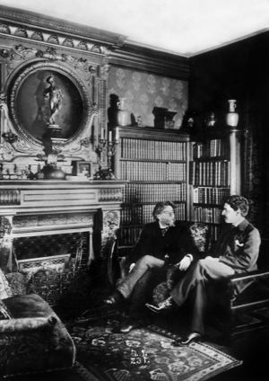 writer Alphonse Daudet and his son Leon at home in the 1890's