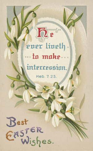 Snowdrops, Easter greetings card (chromolitho)