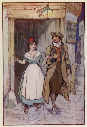 Illustration for A Tale of Two Cities by Charles Dickens (colour litho)