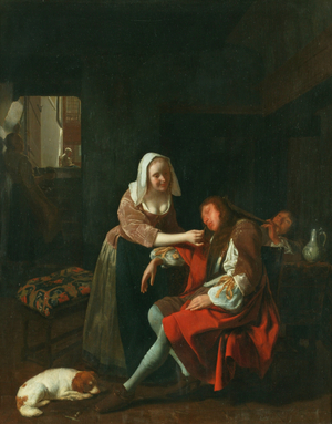 The Sleeping Cavalier, 1660-65 (oil on panel)