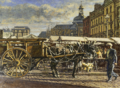 The Market Place, Dieppe, (oil on canvas)