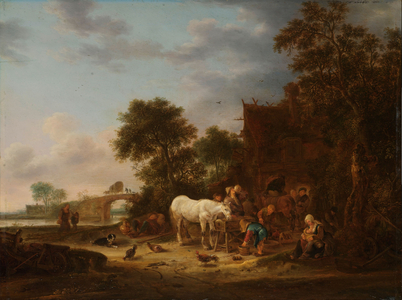 Country inn with a horse at the trough, 1643 (oil on panel)