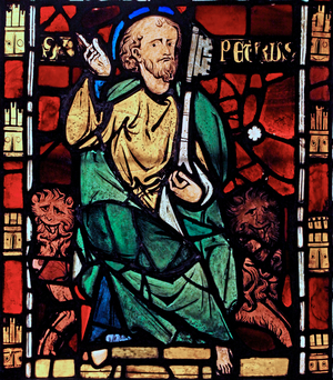 Depicting St Peter: from the Chapelle du Chateau, Rouen? (stained glass)