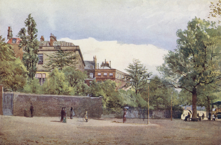 Lost London: Spring Gardens from the Mall (colour litho)