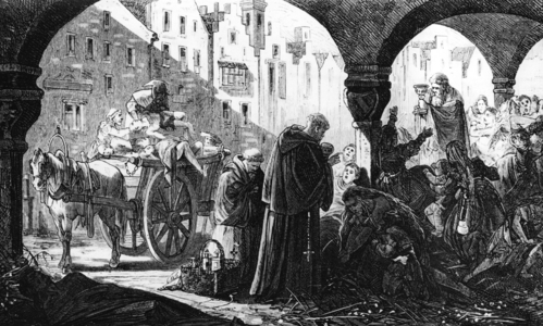 Plague in Vienna, 1348 (b/w photo)