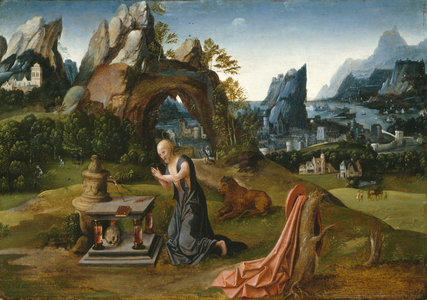 St. Jerome Praying in a Landscape, 1525-50 (oil on wood)
