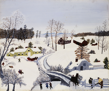 Building the Fence, 1950 (oil on board)