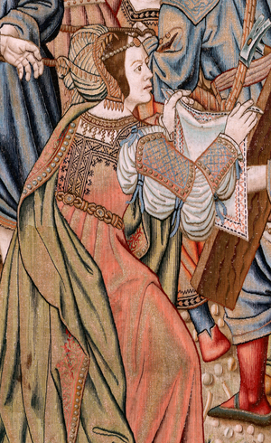 Flemish tapestry. Series The Passion of Christ; The way to Calvary and encounter with Veronica (Camino del Calvario y encuentro con la Verónica). First tapestry of those kept by National Heritage. Model Cartoonists from the circle of Jan van Roome and Bernard van Orley. Manufacture Pieter van Aelst, Brussels.Ca 1511-1518. Fabric Gold, silver, silk and wool.