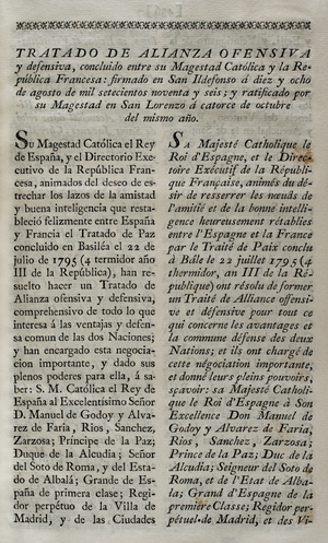 Second Treaty of San Ildefonso (18 August 1796), 1801 (print)