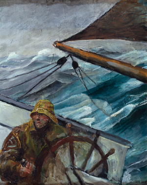 Mate at the helm (oil on canvas)