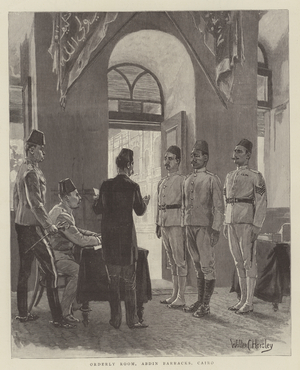 Orderly Room, Abdin Barracks, Cairo, India (engraving)