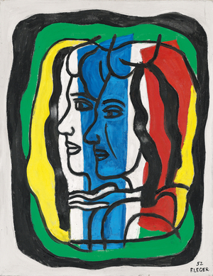 Composition with two profiles, 1952 (oil on canvas)