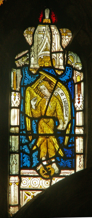 Window Nw2 depicting the angelic Hierarchy: Seraphim (stained glass)