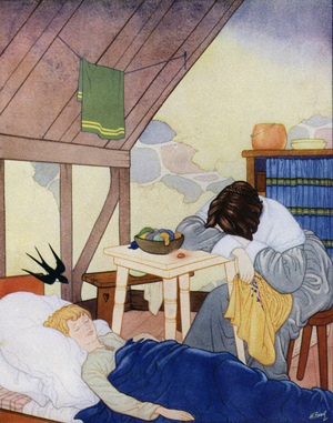 Illustration for The Happy Prince by Oscar Wilde (colour litho)