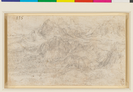 A mountainous landscape, c.1510-15 (black chalk on paper)