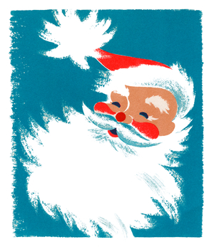 Vintage Illustration of Santa Claus, 1940s-50s (screenprint)