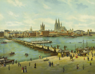 Cologne, River Rhine (chromolitho)