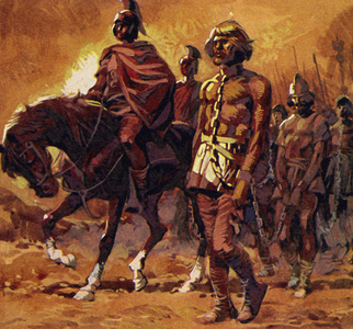 Vercingetorix put on his finest armour and surrendered (colour litho)
