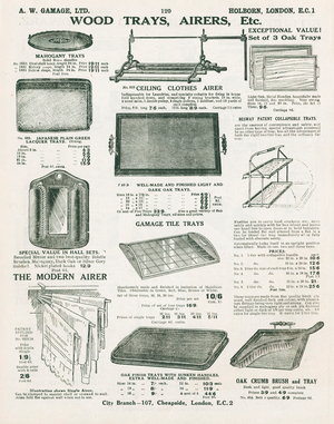 Page from Gamage's General Catalogue (96th edition), c.1927 (litho)