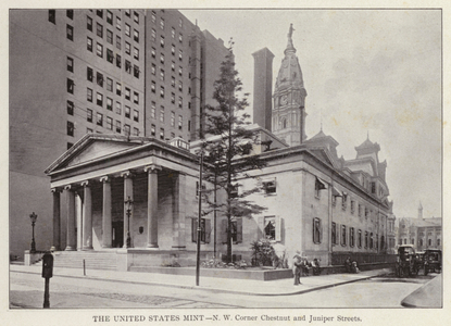 Philadelphia: The United States Mint, NW Corner Chestnut and Juniper Streets (b/w photo)