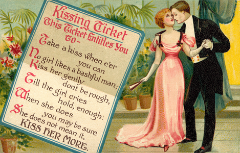 Kissing Ticket (colour litho)