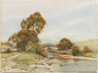 A River Landscape (watercolour and pencil on paper)