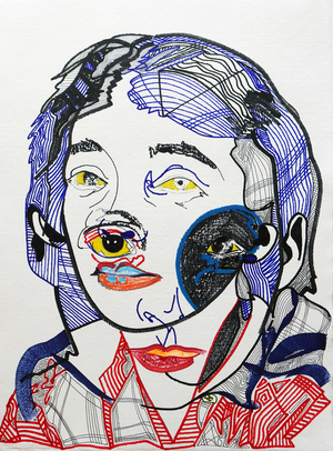 Surportrait : Marguerite Duras 2, 2021 (acrylic on paper)