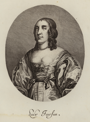 Anne, Lady Fairfax, wife of Thomas Fairfax, Parliamentary commander-in-chief in the English Civil War (engraving)