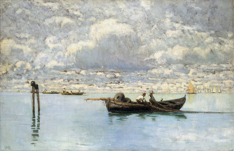 On the Venetian Lagoon, (oil on canvas)