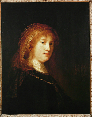 Saskia with a veil (painting on canvas)