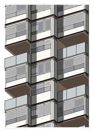 Lambeth Towers_Sepia, 2015 (graphic giclee print)