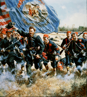 Excelsior'. Battle of the Wilderness in 1864 (oil on canvas)