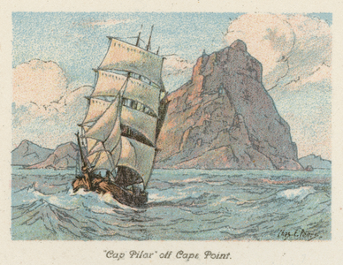 South Africa: "Cap Pilar" off Cape Point (colour litho)