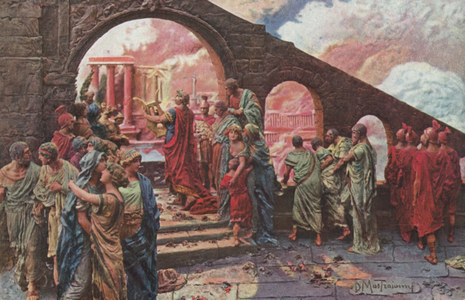 Illustration for Quo Vadis: Rome on fire (colour litho)