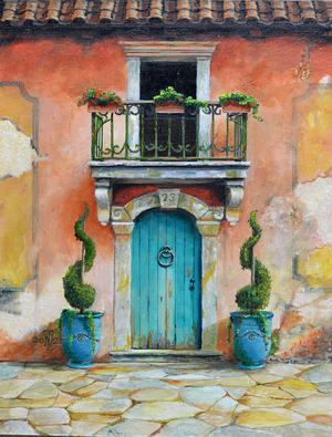 Anduze Planters, Aix-en -Provence, France, 2024 (oil on board)