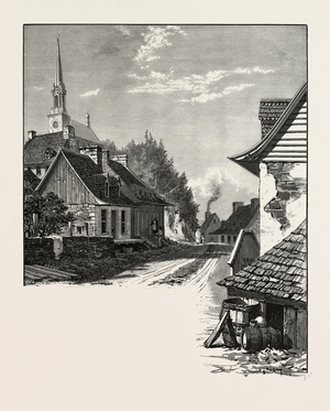 French Canadian Life, a Street in Chateau Richer, Canada, Nineteenth Century Engraving