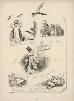 Page from Proverbs with Pictures by Charles H Bennett, 1859 (engraving)