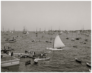Harbor from Crocker Park, Marblehead (b/w photo)