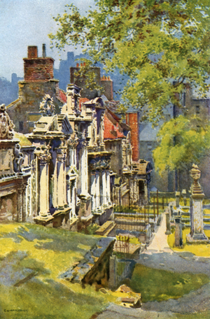 Greyfriars Churchyard (colour litho)
