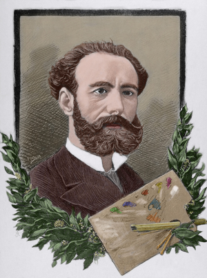 Jose Maria Casado del Alisal (1832-1886). Engraving. Colored.