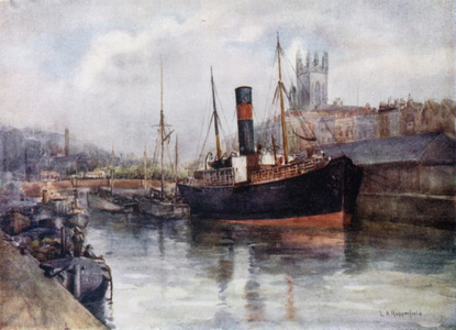 The "Menapia," an Irish Trader, St Stephen's Church in the Background (colour litho)